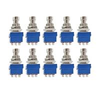 10PCS Guitar Effect Pedal 3PDT Footswitch 9 Pin Latching Stomp Push Button Foot Switch True Bypass Solder Lugs(Blue 10pcs)