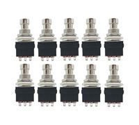 10PCS Guitar Effect Pedal 3PDT Footswitch 9 Pin Latching Stomp Push Button Foot Switch True Bypass Solder Lugs(Black 10pcs)