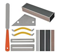 10PCS Guitar Luthier Tool Fingerboard Protectors Set,Fret Levelling Grinding Kit Include Guitar Fret Crowning File,Fret Rocker,2 Fingerboard Guards Protectors,4 Grinding,Fret Leveler File Sanding