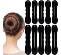 10Pcs Hair Bun Maker Black Lazy Hair Curler Bun Clips French Deft Maker Snap Roll Sponge Flexible Chignon Donut Quick Twister Hair Styling Accessories for Women Girls