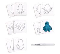 10pcs Halloween Magic Foam Texture Paper, Puffy White Cellulose Cards with Pen Ghost Foam Texture Sheets Creative Coloring Puffy Paint Paper for Acrylic Painting Kids DIY Crafts Art Supplies