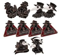 10pcs Halloween Plague Doctor Brooch Alloy Silver Badge | Delicate Mixed Style, Easy to Wear and Take, Stylish Clothes Accessory, Compact Silver Finish Random Style