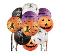 10pcs Halloween Pumpkin Paper Lantern with Whiskers, for Halloween Party, Home, Garden, Indoor Outdoor Decoration