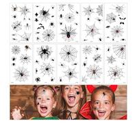 10PCS Halloween Spider Web Temporary Tattoos,Waterproof Halloween Face Temporary Tattoos Scary Realistic Spiderweb Face Body Legs Arms Stickers for Kids,Women,Men,Adults for Party Cosplay