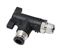 10pcs Handle Ball Valve Air Pneumatic Fitting Push in to Connect 4 6 8 10 12 14 16mm Tube 1/8" 1/4" 3/8" 1/2" Male Straight Elbow(BL Black,14-03(3L8 BSP)_1 PC)