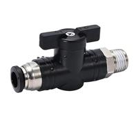 10pcs Handle Ball Valve Air Pneumatic Fitting Push in to Connect 4 6 8 10 12 14 16mm Tube 1/8" 1/4" 3/8" 1/2" Male Straight Elbow(BC Black,10-01(1L8 BSP)_1 PC)