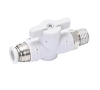 10pcs Handle Ball Valve Air Pneumatic Fitting Push in to Connect 4 6 8 10 12 14 16mm Tube 1/8" 1/4" 3/8" 1/2" Male Straight Elbow(BC White,12-01(1L8 BSP)_1 PC)
