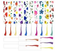 10pcs Handmade Bookmarks - 5pcs Blank, 5pcs Transparent Flower & Colorful Tassel Designs for Book Page Marking