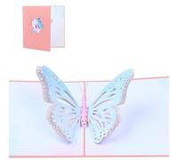 10pcs Handmade Origami Colorful Butterfly 3D Pop UP Greeting Invitation Card Wish Mom Thanks Xmas Wedding Birthday Party Gift(Blue)