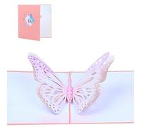 10pcs Handmade Origami Colorful Butterfly 3D Pop UP Greeting Invitation Card Wish Mom Thanks Xmas Wedding Birthday Party Gift(Pink)
