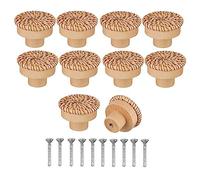 10Pcs Handmade Wardrobe Knob Rattan Wooden Cabinet Drawer Handle Cupboard Pull Simple Furniture Decor Furniture Handles and Knob for Dressers Vintage