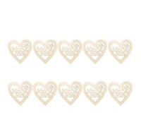10pcs Hanging Ornament with String Wooden Mr and Mrs Heart Shaped | Natural Wood, Smooth Beige Finish, Ready to Paint, for Wedding Table Decor, Gift Bags, Place Cards