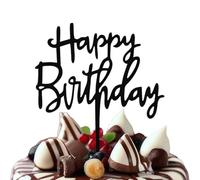 10Pcs Happy Birthday Cake Topper, Acrylic Black Cake Topper, Shiny Cupcake Topper, Glitter Cake Decorations Supplies for Kids Adult Various Birthday Wedding Party