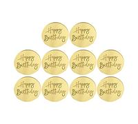 10Pcs Happy Birthday Paper Cup Decorations Dessert Pendant Ornaments,Happy Birthday Circle Cake Topper Decorations, Healthy Nice-looking Lightweight, for Birthday Themed Party (Golden)