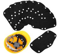 10pcs Hard Hat Sweatband Washable Safety Helmet Liner Black Polyester | Reusable Snap Button Design, Universal Fit for Helmet Suspension, Quick Swap and Wash, Suitable for Summer Outdoor Work