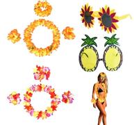 10Pcs Hawaiian Fancy Dress,Hawaiian Garland,Hawaiian Fancy Dress, Hawaiian Flower Necklace, Hawaiian Party Decorations, Tropical Lei Set for Luau, Beach, Summer Themed Events (Multicolor)