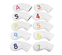10Pcs Head Covers Thick Synthetic PU Leathers Iron Head Covers With Big Numbers For Long Neck Club Club Headcovers Leathers Putter Cover Iron Set Protectors