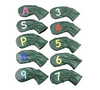 10Pcs Head Covers Thick Synthetic PU Leathers Iron Head Covers With Big Numbers For Long Neck Club Club Headcovers Leathers Putter Cover Iron Set Protectors