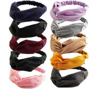 10PCS Headband with Buttons for Face Mask Knotted Multicolored Makeup Scalp Band Non Slip Ear Protection Elastic Nurse Hair Accessories for Women Friends