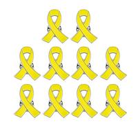 10pcs Health Consciousness Pin Elegant Yellow Ribbon Brooches Clothing Ornament Stylish Enamel Breastpins Ornament, One Size, Metal, no gemstone