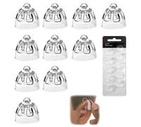 10pcs Hearing Aid Domes, 10mm Open Hearing Aid Ear Tips, Universal Silicone Hearing Aid Accessories for Oticon Phonak Signia Hearing Aids, Transparent Color