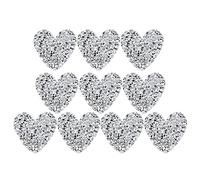 10Pcs Heart Rhinestone Applique, 4cm Glitter Crystal Rhinestone Iron on Patches for Shoes Bags Hats Clothes Jacket Jeans Decoration(Silver)
