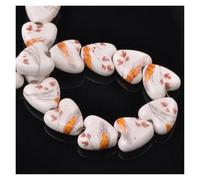 10pcs Heart Shape 14.0mm Flower Patterns Ceramic Porcelain Loose Crafts Beads Lot for Jewelry Making DIY Findings for DIY Earring Bracelet Jewelry Making(Color 28)