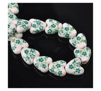 10pcs Heart Shape 14.0mm Flower Patterns Ceramic Porcelain Loose Crafts Beads Lot for Jewelry Making DIY Findings for DIY Earring Bracelet Jewelry Making(Color 12)