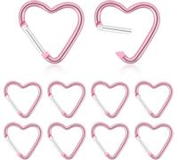 10PCS heart shape carabiner clips - featuring pink carabiner and heart shaped keychain - perfect for key rings, dog leashes, and water bottle holders