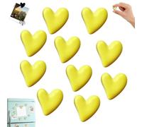 10PCS Heart Shape Refrigerator Magnets - 3D Love Fridge Magnets, Multi-Color Heart Strong Hold Decorative Magnetic Set for Photos Notes on Fridge Whiteboard Office Kitchen Decor (Yellow)