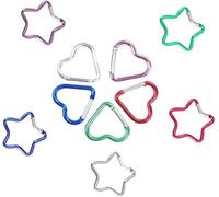 10Pcs Heart Star Carabiner Clip Set - Cute Alloy Key Ring in 5 Colors - Backpacks, Water Bottles,Accessory and Keychain Carabiners Outdoor,Accessories,Outdoor Recreation