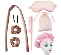 10PCS Heatless Curling Rod Set, Satin Heatless Curling Ribbon, Heatless Curling Tool for Volume, Silk-Like Eyeshade, Storage Bag, Sleep Cap, Suitable for Long, Curly, and Straight Hair (Pink)