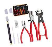 10PCS Heavy Duty Glass Cutter Includes Running Breaking Pliers Oil Feed Tool for Cutting on Projects Stained Glass Cutting Pliers