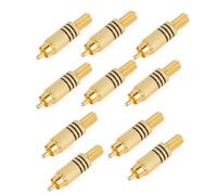 10Pcs Heavy Duty Gold Male Plug Solder Sound Video Cable Adapter Connectors Great for Loudspeaker Transmission Stereophonic Structure Outlet