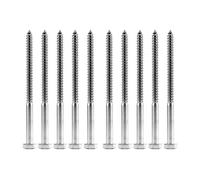 10Pcs Heavy Duty Lag Bolts, 304 Stainless Steel Self-Tapping Bolts Coach Screws for TV Bracket Decking (5/16 * 6)