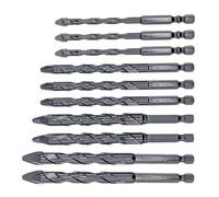 10pcs Heavy-duty Masonry Eccentric Twist 6, 8, 10 & 12mm Drill Bit Set 1/4" Hex for Concrete Walls Tiles Glass Hard Plastic Cement Granite