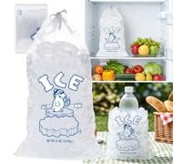 10PCS Heavy Duty & Reusable Ice Cube Bags with Drawstring, Multi-Purpose Self Sealing Freezer Bags for Ice Machine Storage, 8 Pound Capacity Plastic Ice Cu/be Ba/gs Reusable for Drinks and I/ce Cubes
