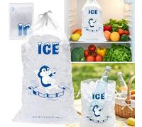 10PCS Heavy Duty & Reusable Ice Cube Bags with Drawstring, Multi-Purpose Self Sealing Freezer Bags for Ice Machine Storage, 10 Pound Capacity Plastic Ice Cu/be Ba/gs Reusable for Drinks and I/ce Cubes