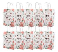 10PCS Hen Party Bags Tabanzhe Bride to Be Gift Bags Floral Team Bride Paper Bag with Handles for Bachelorette Party Wedding Bridal Shower Games Accessories