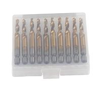 10pcs Hex Shank Screw Tap Drill Bit Set, Coated HSS Tapping Tool with Spiral Flute for Metal Wood, M3 - M10 Metric Thread Tap for Power Drill (M5-4.2 (6 square handle coating))