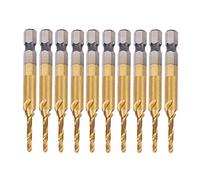 10Pcs Hex Shank Screw Tap M3 Drill Bit 2.5mm, HSS Spiral Flute Tap Set with Ti Coating, High Speed Steel Tapping Tool for Carbon Steel, Copper, Aluminum Alloys, Internal Chip Remov