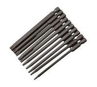 10pcs Hex Shank Torx Screwdriver Bits Set for T6-T40, 1/4 Inch, 100mm, Chromium Vanadium Steel, Sandblasted Finish