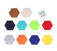 10pcs Hexagon EVA Memo Board Decorative Wall Stickers, Display | Ten Colourful Pieces with Push Pins, Felt Finish, Arrange Photos, Notes, Menus or Picture Frames at Home