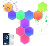 10PCS Hexagon LED Lights, RGB Hex Wall Light, Gaming Wall Panels with Music Sync, Remote & App Control,Timer, Hexagonal Led Gaming Light, Smart Hexagon Lights for Room Decor,Bar, Bedroom,Gaming Setup
