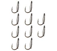 10pcs High Carbon Steel Fishing Hook Set with Bait Holding Spring | Lightweight Silver Finish, Corrosion Resistance for Sea and River Fishing, Suited to Carp and Eel Anglers