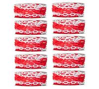10Pcs High Visibility 25 Meter Plastic Chain - Red and White | 6MM Plastic Chain Barrier for Traffic Control and Parking Space Management (10)