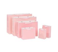 10pcs Holiday Party Bag With Handle Jewelry Clothing Shoes Shopping Bag Wedding Handle Paper Packing Bags(Pink,L35 x W13 x H26cm)