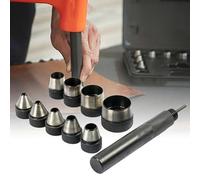 10Pcs Hollow Hole Punch Set, High-Carbon Steel Interchangeable Dies with Handle, Heavy Duty Cutter for Leather Vinyl Rubber Gaskets