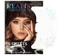 10pcs Holographic Face Makeup Patches Stickers,Waterproof Glitter Freckles Face Tattoo,Waterproof Face Glitter Speckles Patches for Festivals,Concerts,Parties,Cosplay,Christmas,Halloween Decoration