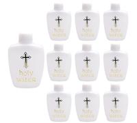 10PCS Holy Water Bottle Catholic with Stitched Lid 60ml Plastic Holy Water Bottle with Gilded Cross & "Holy Water" Logo Religious Holy Water Container for Blessings & Parties